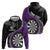 Personalised New Zealand Darts Hoodie Koru Tribal Tattoo and Silver Fern Maori Pattern Purple Color