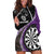 Personalised New Zealand Darts Hoodie Dress Koru Tribal Tattoo and Silver Fern Maori Pattern Purple Color