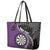 Personalised New Zealand Darts Leather Tote Bag Koru Tribal Tattoo and Silver Fern Maori Pattern Purple Color