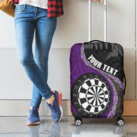 Personalised New Zealand Darts Luggage Cover Koru Tribal Tattoo and Silver Fern Maori Pattern Purple Color LT03 - Polynesian Pride