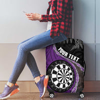Personalised New Zealand Darts Luggage Cover Koru Tribal Tattoo and Silver Fern Maori Pattern Purple Color LT03 - Polynesian Pride