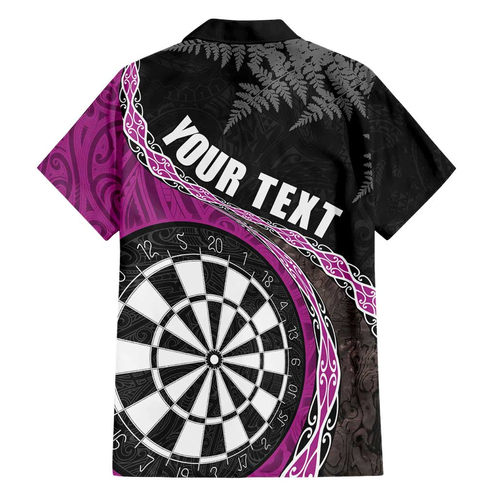 Personalised New Zealand Darts Hawaiian Shirt Koru Tribal Tattoo and Silver Fern Maori Pattern Pink Color