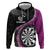 Personalised New Zealand Darts Hoodie Koru Tribal Tattoo and Silver Fern Maori Pattern Pink Color