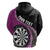 Personalised New Zealand Darts Hoodie Koru Tribal Tattoo and Silver Fern Maori Pattern Pink Color