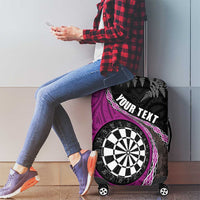 Personalised New Zealand Darts Luggage Cover Koru Tribal Tattoo and Silver Fern Maori Pattern Pink Color LT03 - Polynesian Pride