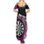 Personalised New Zealand Darts Summer Maxi Dress Koru Tribal Tattoo and Silver Fern Maori Pattern Pink Color