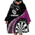 Personalised New Zealand Darts Wearable Blanket Hoodie Koru Tribal Tattoo and Silver Fern Maori Pattern Pink Color