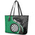 Personalised New Zealand Darts Leather Tote Bag Koru Tribal Tattoo and Silver Fern Maori Pattern Green Color