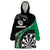 Personalised New Zealand Darts Wearable Blanket Hoodie Koru Tribal Tattoo and Silver Fern Maori Pattern Green Color