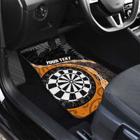 Personalised New Zealand Darts Car Mats Koru Tribal Tattoo and Silver Fern Maori Pattern Orange Color