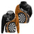 Personalised New Zealand Darts Hoodie Koru Tribal Tattoo and Silver Fern Maori Pattern Orange Color