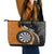 Personalised New Zealand Darts Leather Tote Bag Koru Tribal Tattoo and Silver Fern Maori Pattern Orange Color