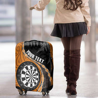 Personalised New Zealand Darts Luggage Cover Koru Tribal Tattoo and Silver Fern Maori Pattern Orange Color LT03 - Polynesian Pride