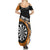 Personalised New Zealand Darts Summer Maxi Dress Koru Tribal Tattoo and Silver Fern Maori Pattern Orange Color