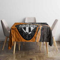 Personalised New Zealand Darts Tablecloth Koru Tribal Tattoo and Silver Fern Maori Pattern Orange Color