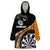 Personalised New Zealand Darts Wearable Blanket Hoodie Koru Tribal Tattoo and Silver Fern Maori Pattern Orange Color