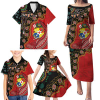 Tonga Ngatu and Australia Together Family Matching Puletasi and Hawaiian Shirt Polynesian Humpback Whale and Aboriginal Kangaroo LT03 - Polynesian Pride