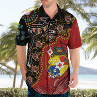 Tonga Ngatu and Australia Together Hawaiian Shirt Polynesian Humpback Whale and Aboriginal Kangaroo