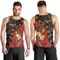 Tonga Ngatu and Australia Together Men Tank Top Polynesian Humpback Whale and Aboriginal Kangaroo LT03 - Polynesian Pride