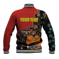 Personalised Papua New Guinea and Australia Together Baseball Jacket Bird-of-paradise and Kangaroo with Aboriginal Pattern