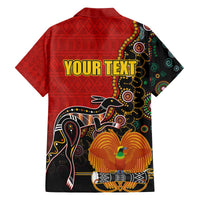 Personalised Papua New Guinea and Australia Together Family Matching Puletasi and Hawaiian Shirt Bird-of-paradise and Kangaroo with Aboriginal Pattern LT03 - Polynesian Pride