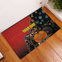 Personalised Papua New Guinea and Australia Together Rubber Doormat Bird-of-paradise and Kangaroo with Aboriginal Pattern