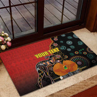 Personalised Papua New Guinea and Australia Together Rubber Doormat Bird-of-paradise and Kangaroo with Aboriginal Pattern