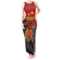 Personalised Papua New Guinea and Australia Together Tank Maxi Dress Bird-of-paradise and Kangaroo with Aboriginal Pattern