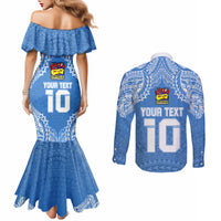 Custom Hela Wigmen Rugby Couples Matching Mermaid Dress and Long Sleeve Button Shirts Papua New Guinea Polynesian Tattoo LT03 - Polynesian Pride
