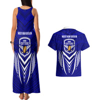Kimbe Cutters Rugby Couples Matching Tank Maxi Dress and Hawaiian Shirt Papua New Guinea Polynesian Tattoo Blue Version LT03 - Polynesian Pride
