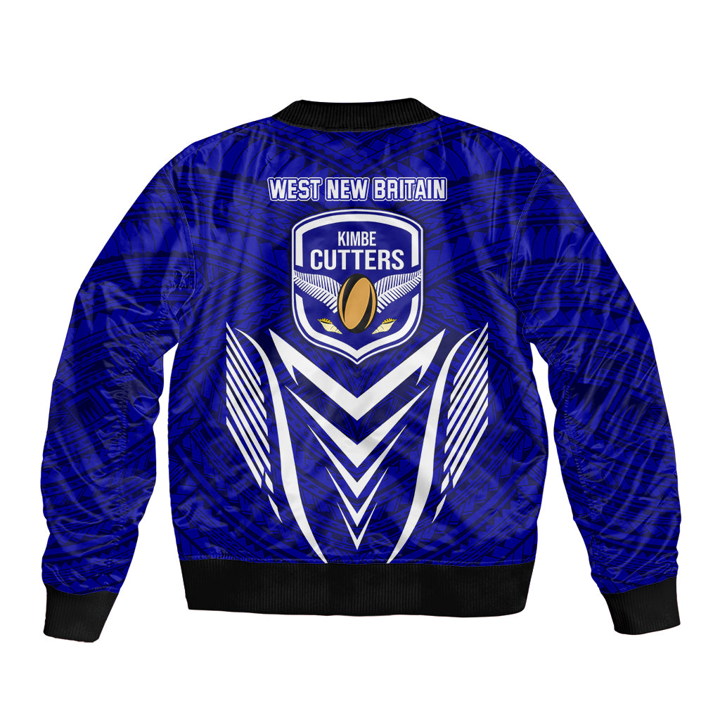 Kimbe Cutters Rugby Sleeve Zip Bomber Jacket Papua New Guinea Polynesian Tattoo Blue Version LT03 - Polynesian Pride