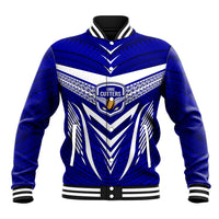 Custom Kimbe Cutters Rugby Baseball Jacket Papua New Guinea Polynesian Tattoo Blue Version LT03 Unisex Blue - Polynesian Pride