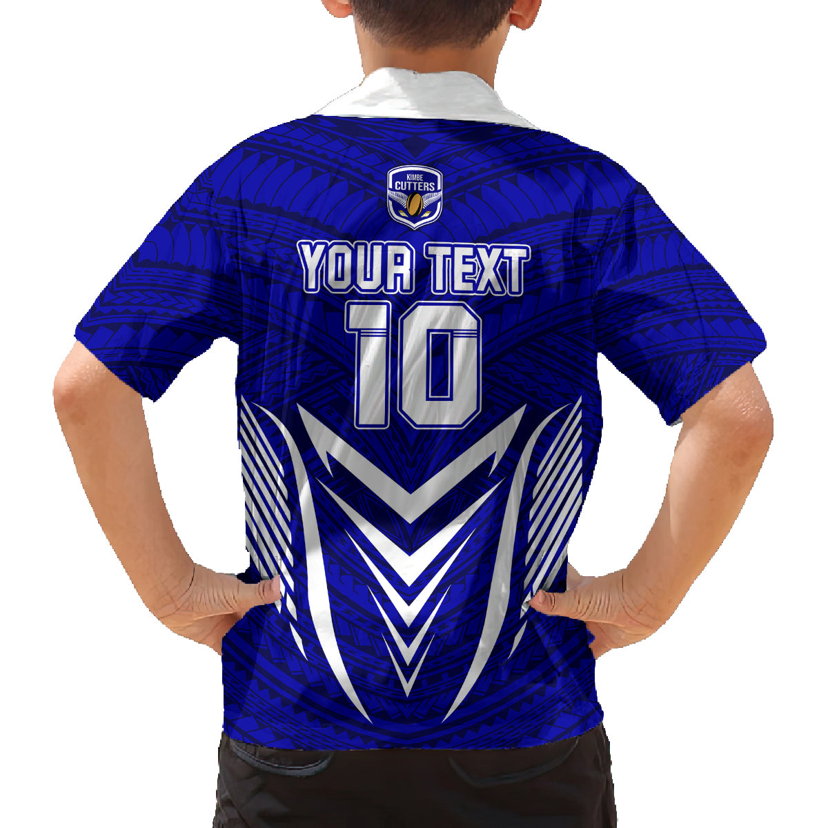 Custom Kimbe Cutters Rugby Family Matching Long Sleeve Bodycon Dress and Hawaiian Shirt Papua New Guinea Polynesian Tattoo Blue Version LT03 - Polynesian Pride