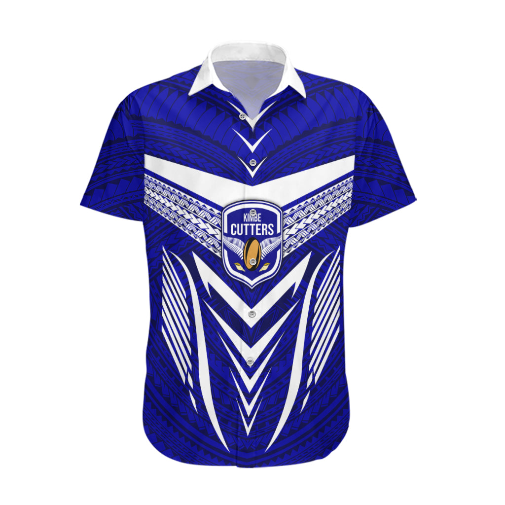 Custom Kimbe Cutters Rugby Hawaiian Shirt Papua New Guinea Polynesian Tattoo Blue Version LT03 Blue - Polynesian Pride