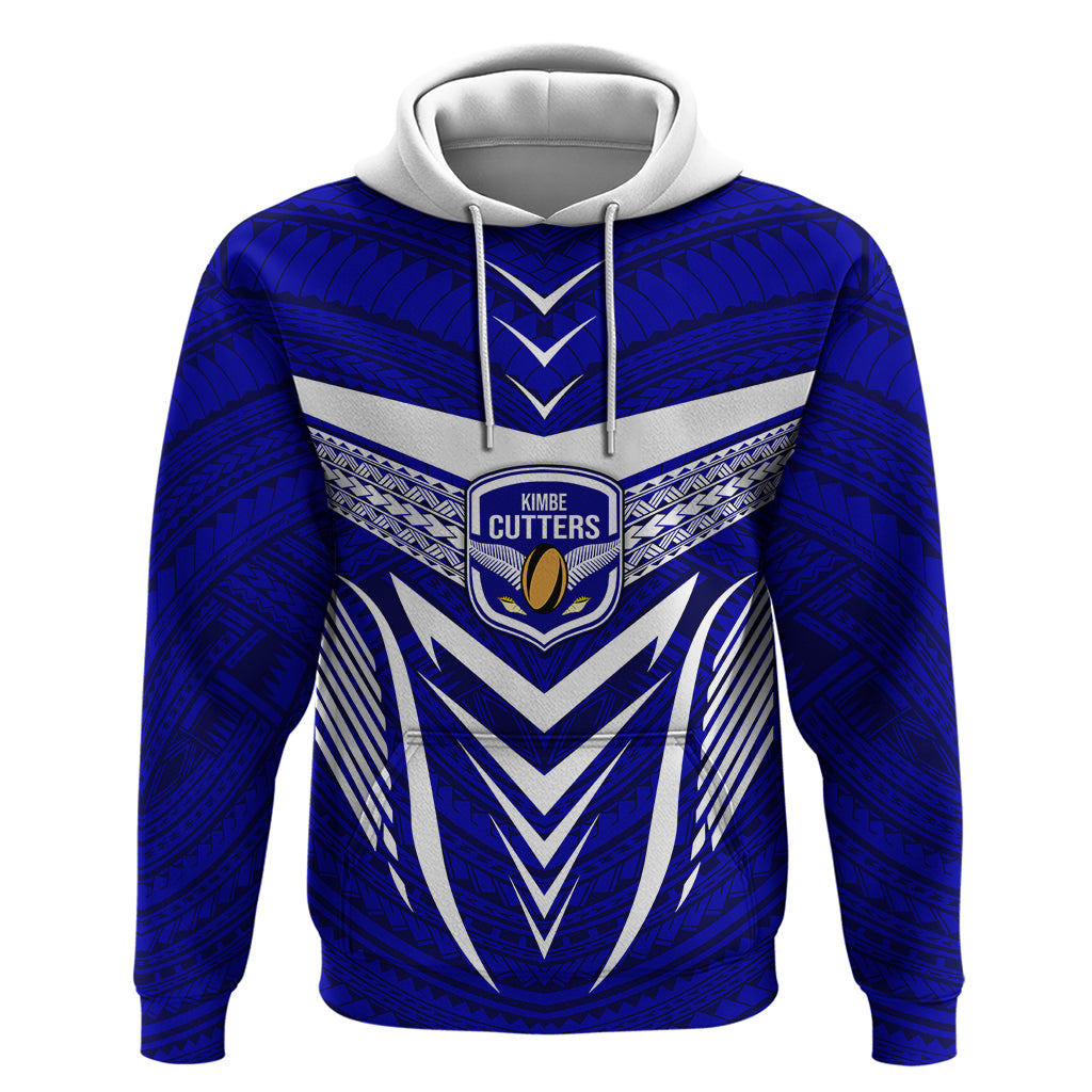 Custom Kimbe Cutters Rugby Hoodie Papua New Guinea Polynesian Tattoo Blue Version LT03 Pullover Hoodie Blue - Polynesian Pride