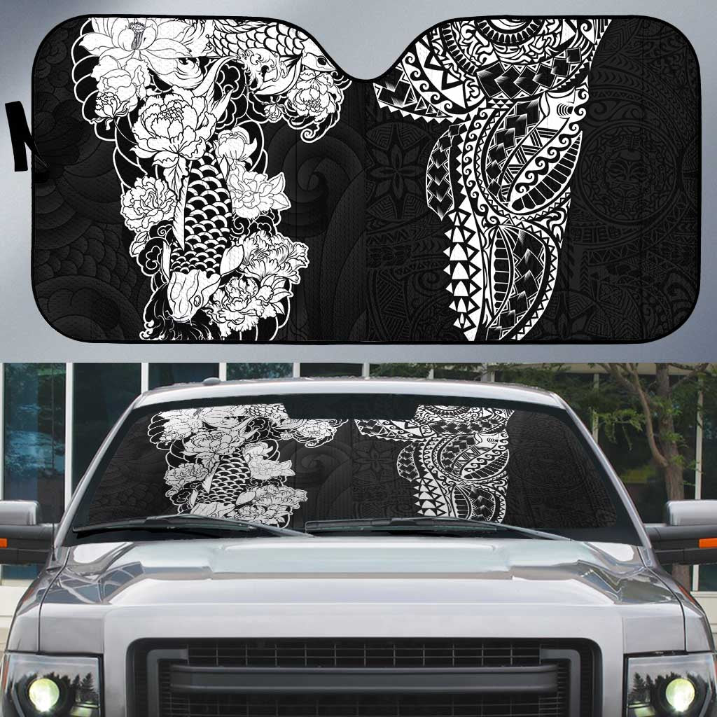 Japanese Irezumi and Hawaiian Polynesian Art Tattoo Auto Sun Shade Black Color LT03 Black - Polynesian Pride