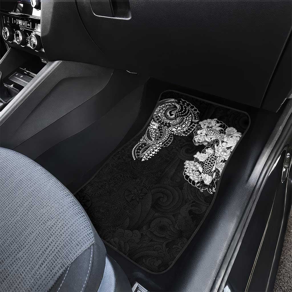 Japanese Irezumi and Hawaiian Polynesian Art Tattoo Car Mats Black Color - Polynesian Pride