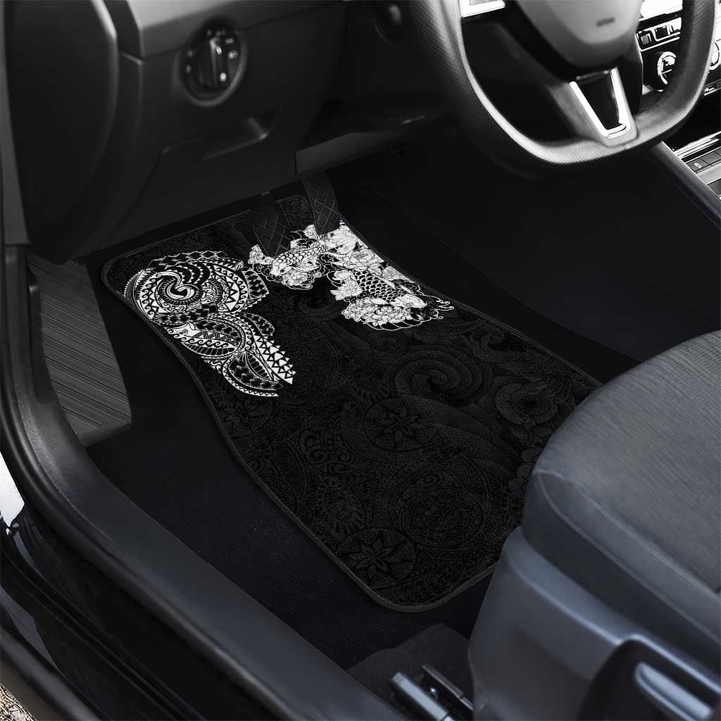 Japanese Irezumi and Hawaiian Polynesian Art Tattoo Car Mats Black Color - Polynesian Pride