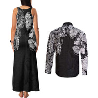 Japanese Irezumi and Hawaiian Polynesian Art Tattoo Couples Matching Tank Maxi Dress and Long Sleeve Button Shirt Black Color LT03 - Polynesian Pride