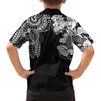 Japanese Irezumi and Hawaiian Polynesian Art Tattoo Family Matching Off Shoulder Maxi Dress and Hawaiian Shirt Black Color LT03 - Polynesian Pride