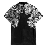 Japanese Irezumi and Hawaiian Polynesian Art Tattoo Family Matching Off Shoulder Maxi Dress and Hawaiian Shirt Black Color LT03 - Polynesian Pride