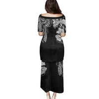 Japanese Irezumi and Hawaiian Polynesian Art Tattoo Family Matching Puletasi and Hawaiian Shirt Black Color LT03 - Polynesian Pride