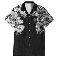 Japanese Irezumi and Hawaiian Polynesian Art Tattoo Family Matching Short Sleeve Bodycon Dress and Hawaiian Shirt Black Color LT03 Dad's Shirt - Short Sleeve Black - Polynesian Pride
