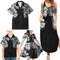 Japanese Irezumi and Hawaiian Polynesian Art Tattoo Family Matching Summer Maxi Dress and Hawaiian Shirt Black Color LT03 - Polynesian Pride