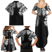 Japanese Irezumi and Hawaiian Polynesian Art Tattoo Family Matching Summer Maxi Dress and Hawaiian Shirt Black Color LT03 - Polynesian Pride