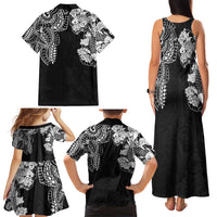 Japanese Irezumi and Hawaiian Polynesian Art Tattoo Family Matching Tank Maxi Dress and Hawaiian Shirt Black Color - Polynesian Pride