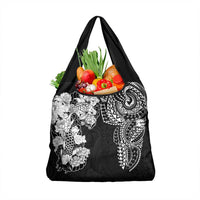 Japanese Irezumi and Hawaiian Polynesian Art Tattoo Grocery Bag Black Color - Polynesian Pride