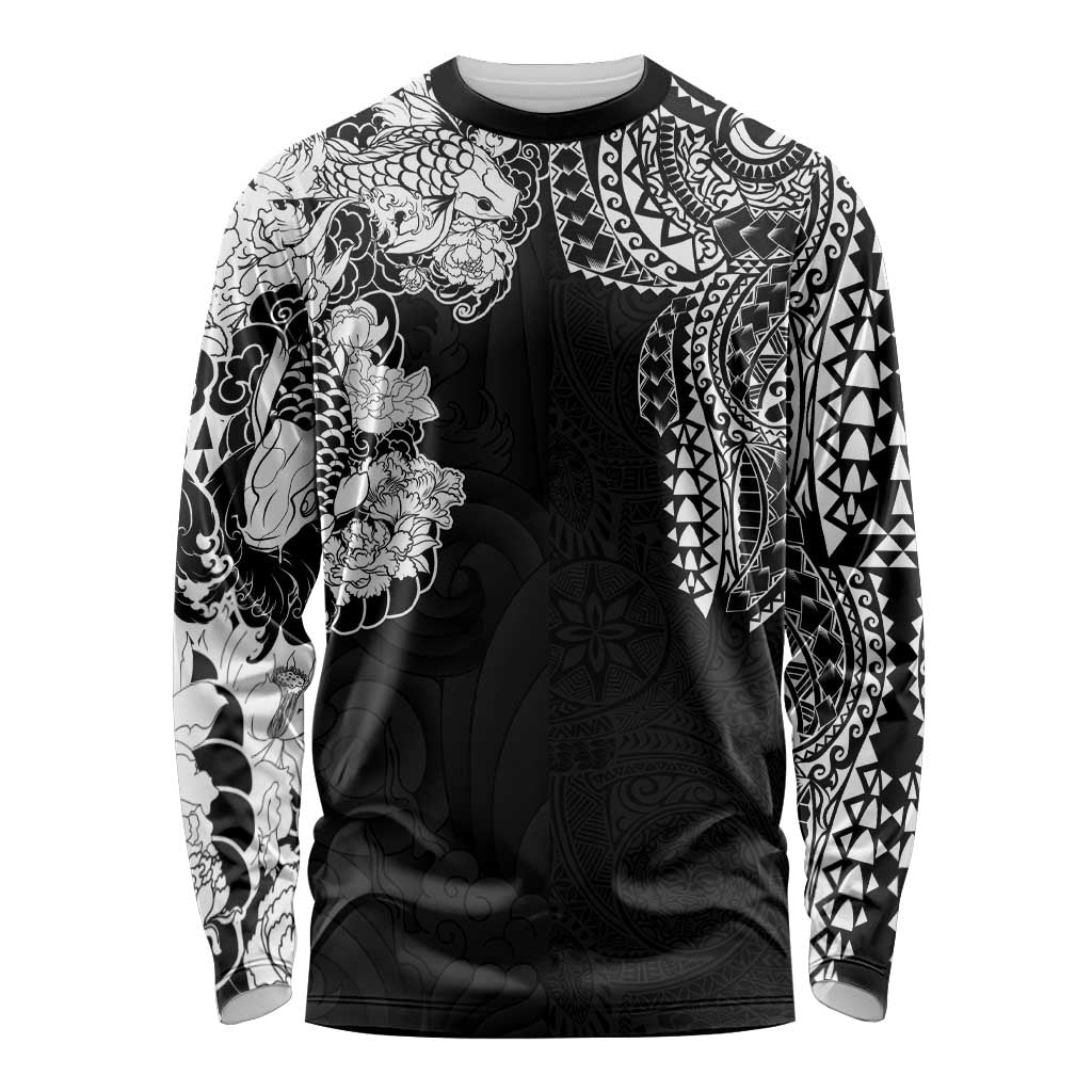 Japanese Irezumi and Hawaiian Polynesian Art Tattoo Long Sleeve Shirt Black Color - Polynesian Pride