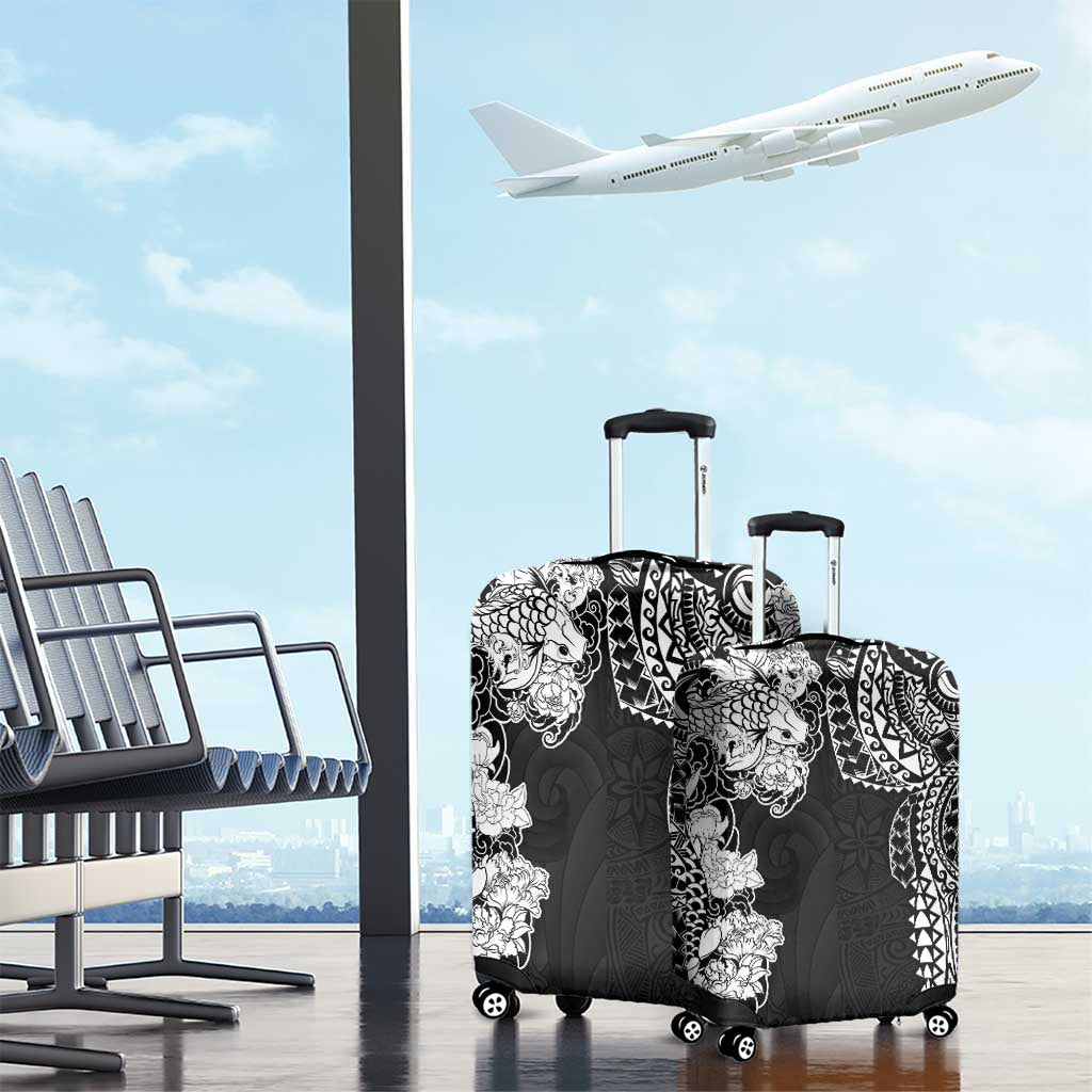 Japanese Irezumi and Hawaiian Polynesian Art Tattoo Luggage Cover Black Color - Polynesian Pride