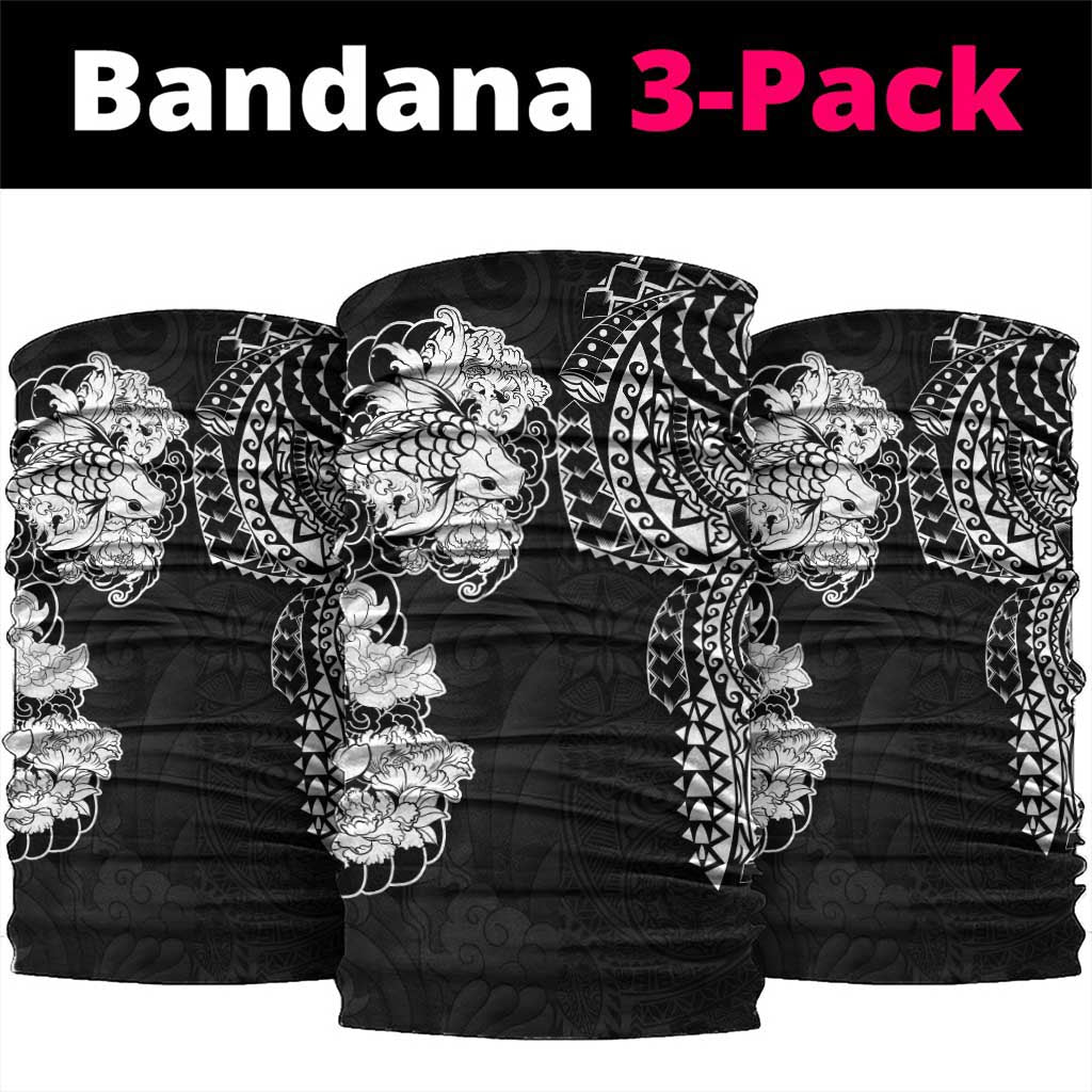 Japanese Irezumi and Hawaiian Polynesian Art Tattoo Neck Gaiter Black Color - Polynesian Pride